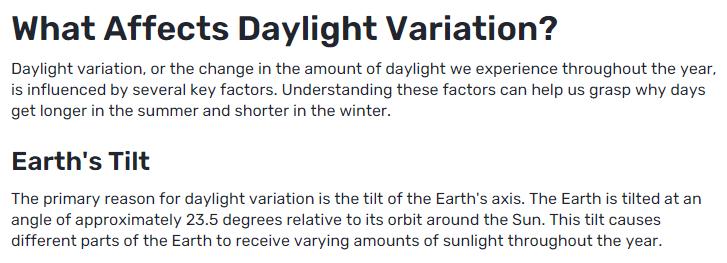 What Are the Factors That Affect Daylight Variation?